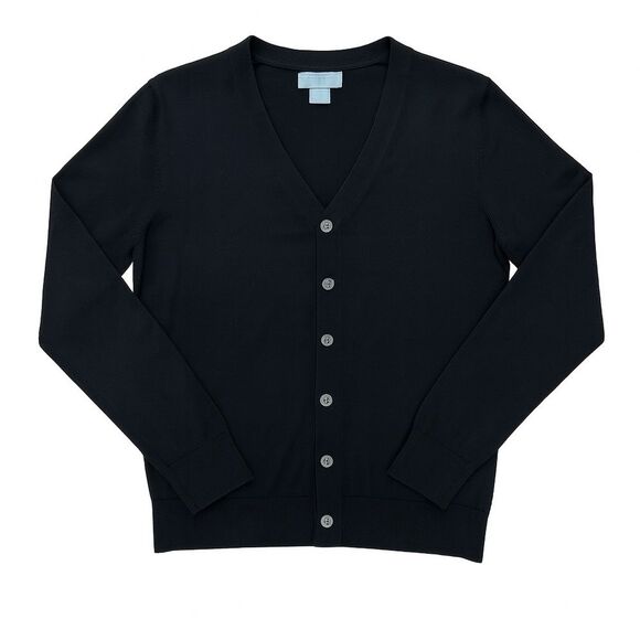 Luxury Merino Wool Black Button Cardigan Sweater Men’s M Classic Layering Knit - Picture 2 of 11